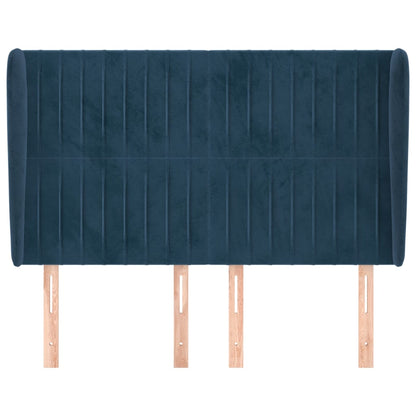 Hoofdbord Met Randen Fluweel 147 x 23 x 118/128 cm Donkerblauw