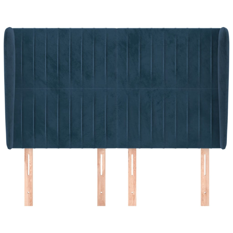 Hoofdbord Met Randen Fluweel 147 x 23 x 118/128 cm Donkerblauw