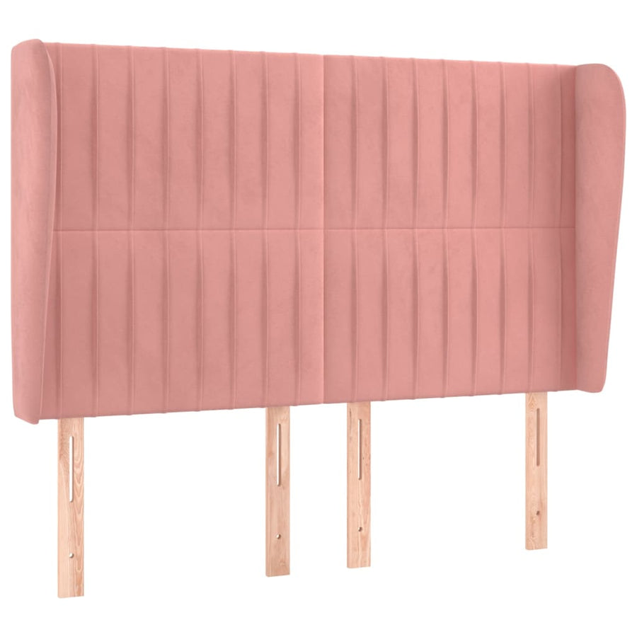 Hoofdbord Met Randen Fluweel 147 x 23 x 118/128 cm Roze