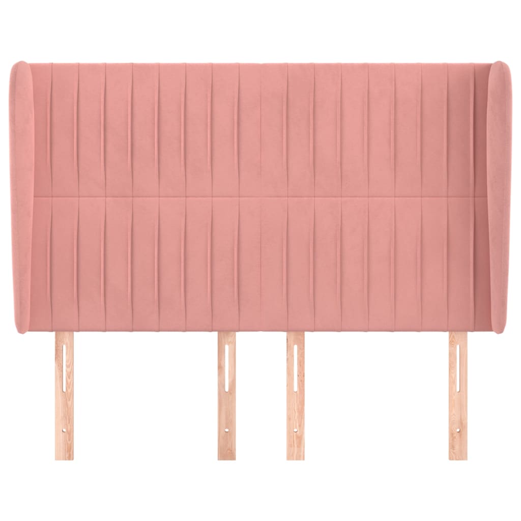 Hoofdbord Met Randen Fluweel 147 x 23 x 118/128 cm Roze