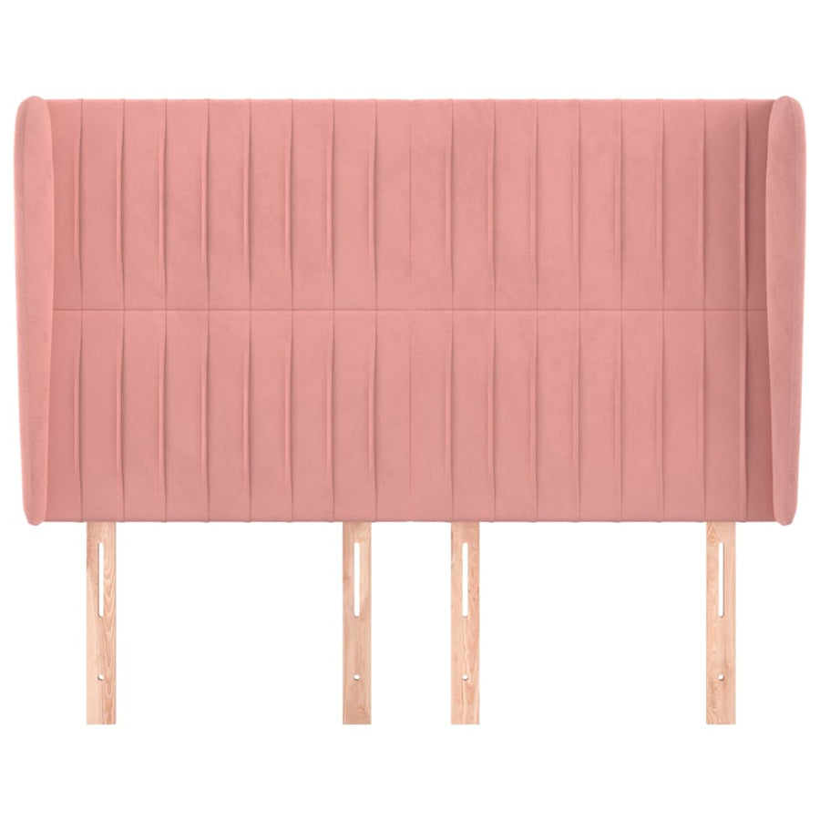 Hoofdbord Met Randen Fluweel 147 x 23 x 118/128 cm Roze
