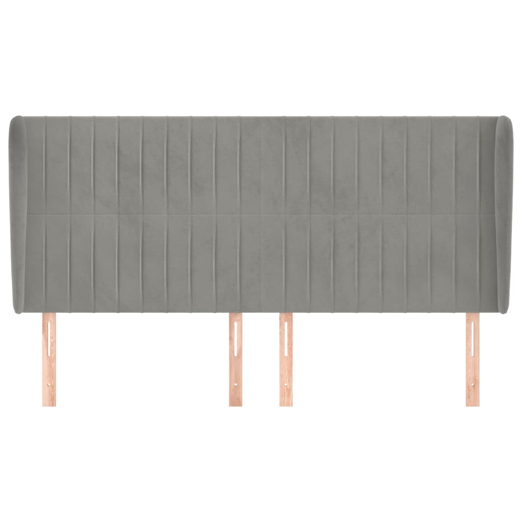 Hoofdbord Met Randen Fluweel 163 x 23 x 118/128 cm Lichtgrijs