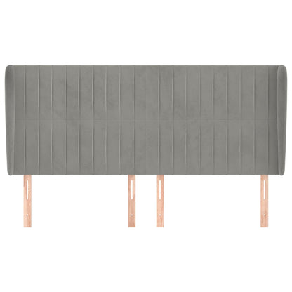 Hoofdbord Met Randen Fluweel 163 x 23 x 118/128 cm Lichtgrijs