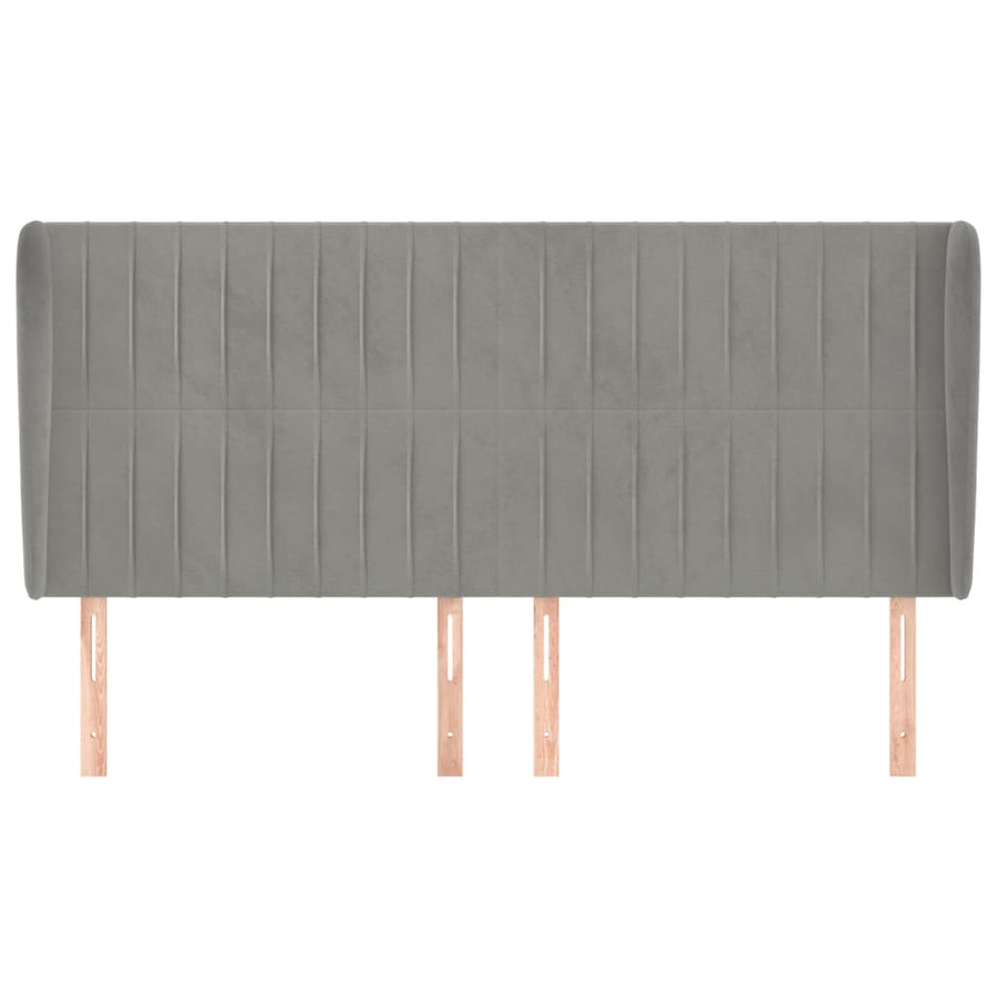 Hoofdbord Met Randen Fluweel 163 x 23 x 118/128 cm Lichtgrijs