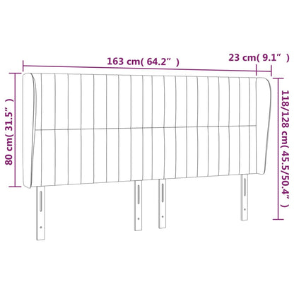 Hoofdbord Met Randen Fluweel 163 x 23 x 118/128 cm Lichtgrijs