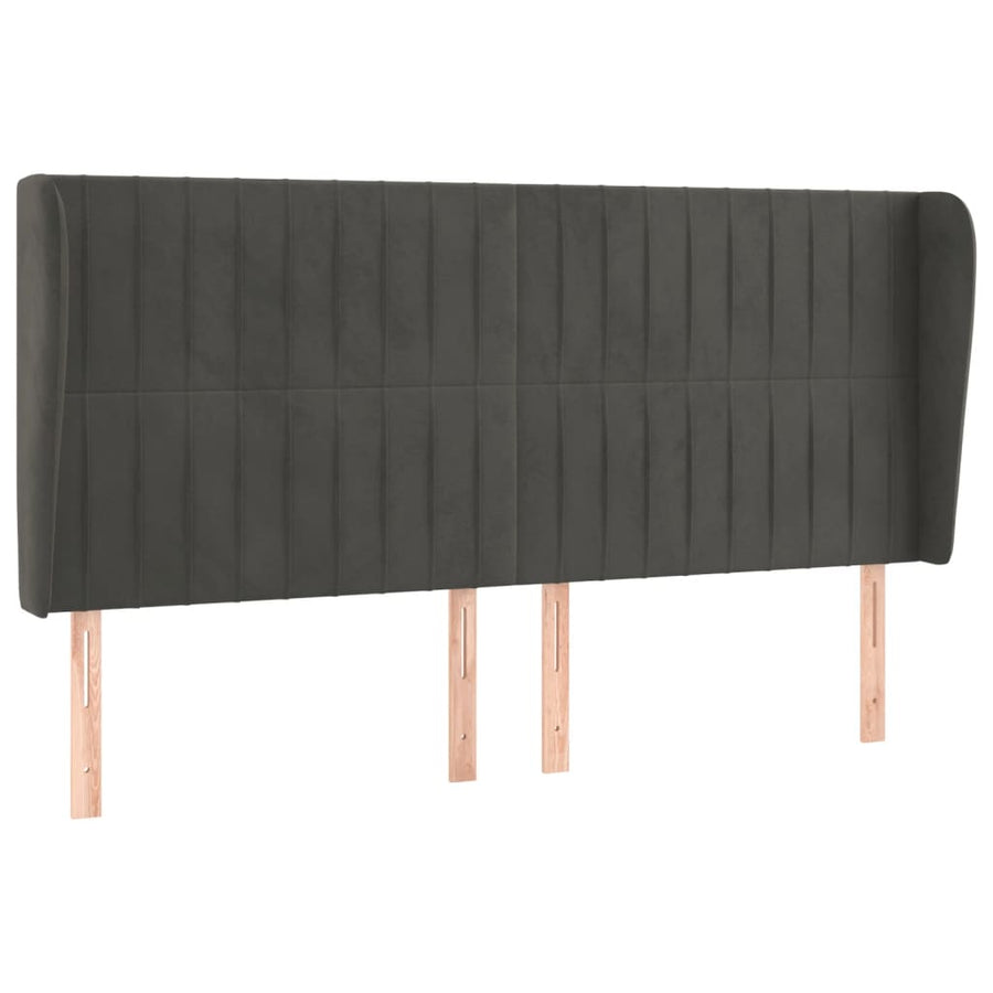 Hoofdbord Met Randen Fluweel 163 x 23 x 118/128 cm Donkergrijs