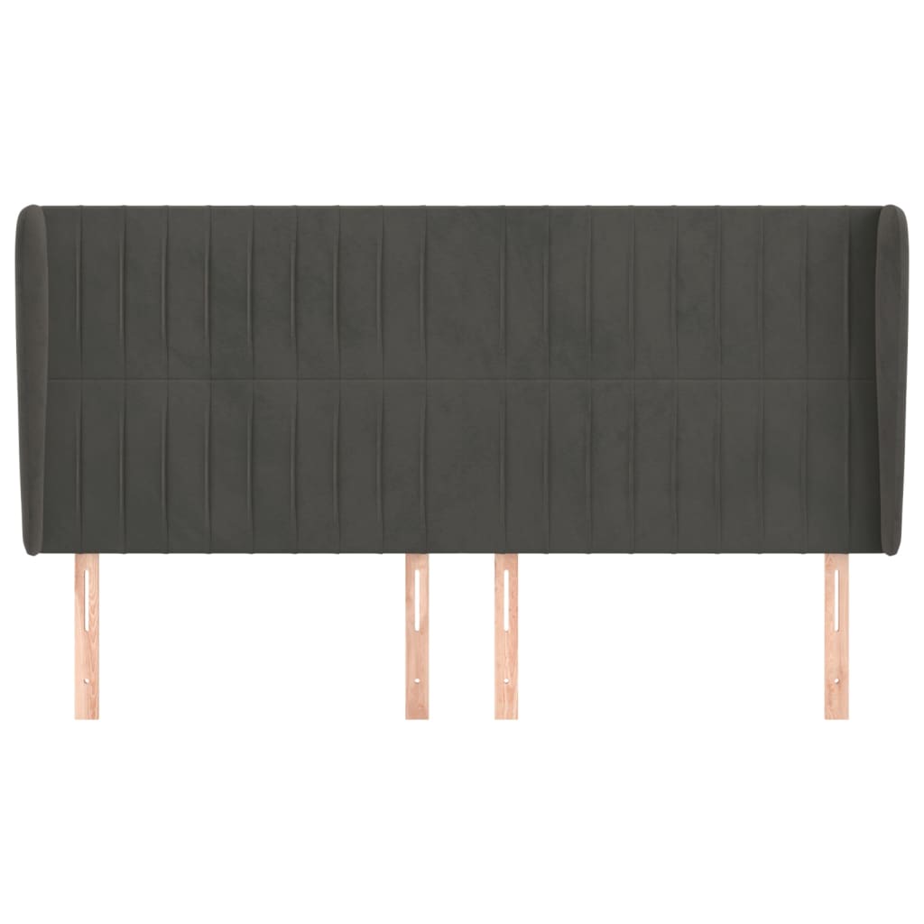 Hoofdbord Met Randen Fluweel 163 x 23 x 118/128 cm Donkergrijs