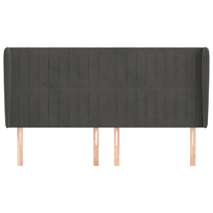 Hoofdbord Met Randen Fluweel 163 x 23 x 118/128 cm Donkergrijs