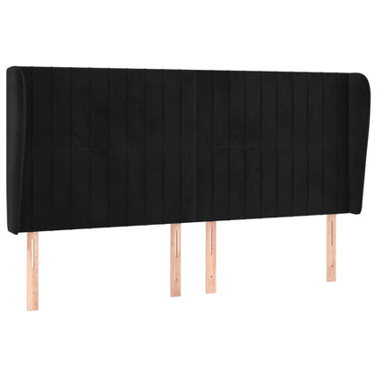 Hoofdbord Met Randen Fluweel 163 x 23 x 118/128 cm Zwart