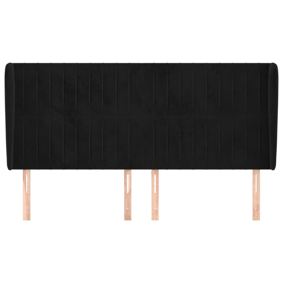 Hoofdbord Met Randen Fluweel 163 x 23 x 118/128 cm Zwart