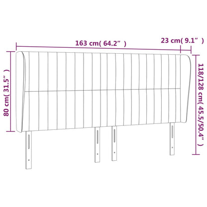 Hoofdbord Met Randen Fluweel 163 x 23 x 118/128 cm Zwart