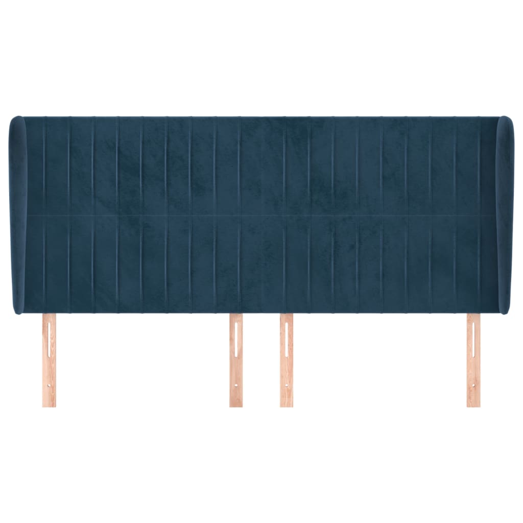 Hoofdbord Met Randen Fluweel 163 x 23 x 118/128 cm Donkerblauw