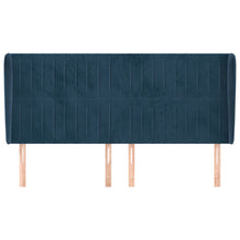 Hoofdbord Met Randen Fluweel 163 x 23 x 118/128 cm Donkerblauw