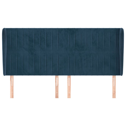 Hoofdbord Met Randen Fluweel 163 x 23 x 118/128 cm Donkerblauw