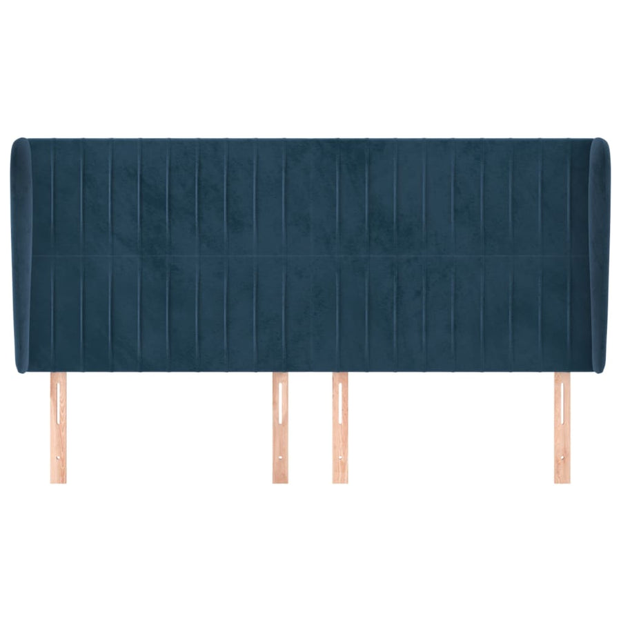 Hoofdbord Met Randen Fluweel 163 x 23 x 118/128 cm Donkerblauw