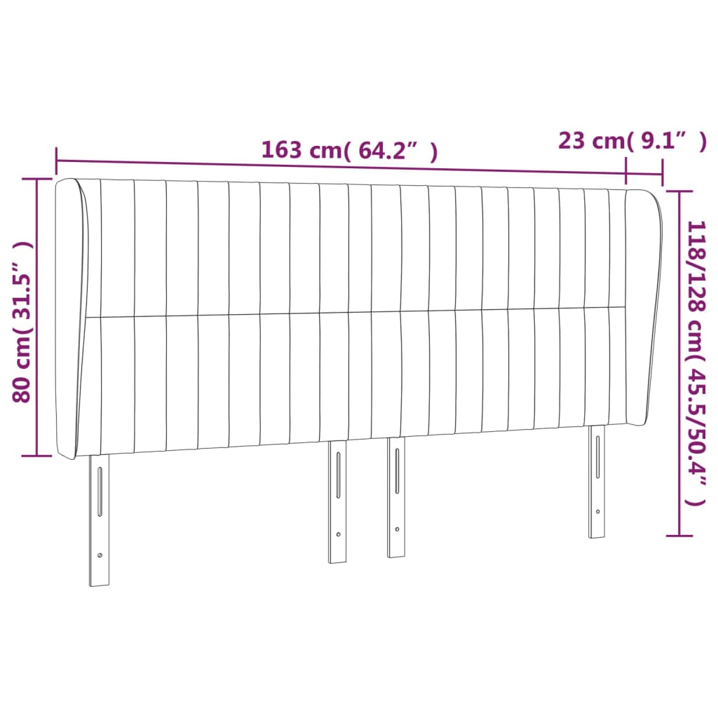Hoofdbord Met Randen Fluweel 163 x 23 x 118/128 cm Donkerblauw