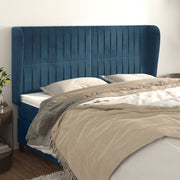 Hoofdbord 163x23x118/128 cm fluweel donkerblauw