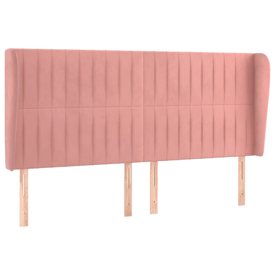 Hoofdbord Met Randen Fluweel 163 x 23 x 118/128 cm Roze