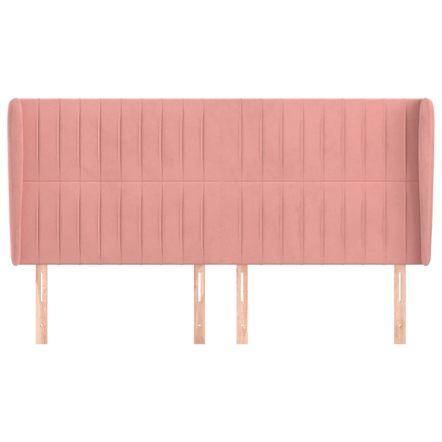 Hoofdbord Met Randen Fluweel 163 x 23 x 118/128 cm Roze