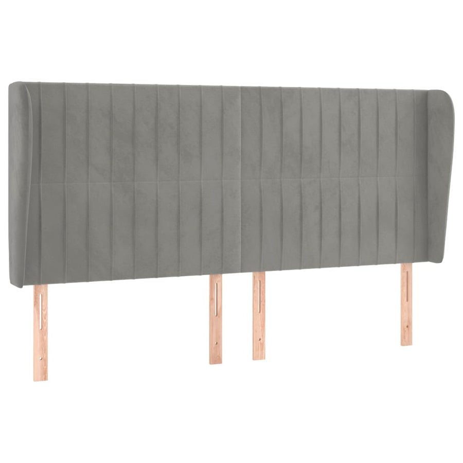 Hoofdbord Met Randen Fluweel 183 x 23 x 118/128 cm Lichtgrijs