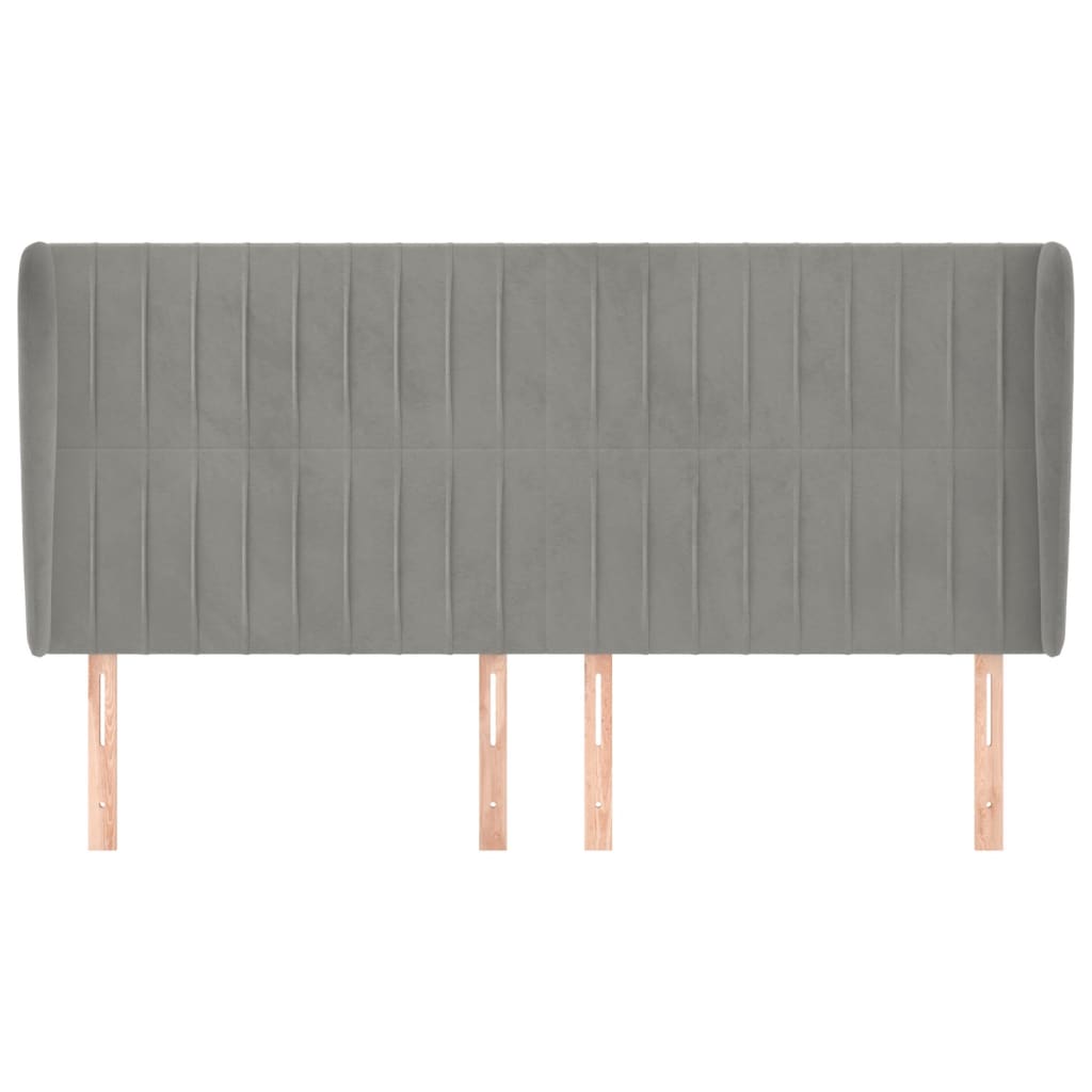 Hoofdbord Met Randen Fluweel 183 x 23 x 118/128 cm Lichtgrijs