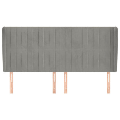 Hoofdbord Met Randen Fluweel 183 x 23 x 118/128 cm Lichtgrijs