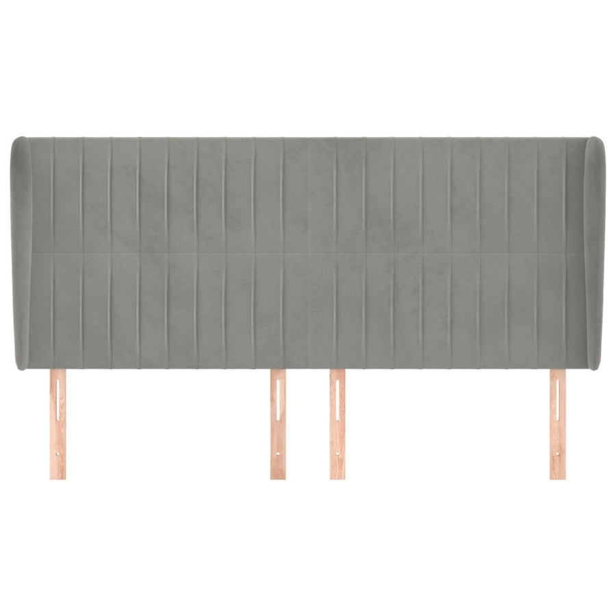 Hoofdbord Met Randen Fluweel 183 x 23 x 118/128 cm Lichtgrijs
