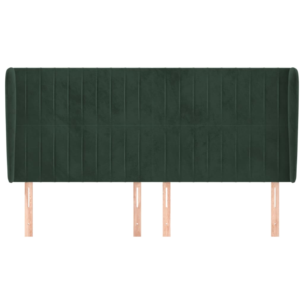 Hoofdbord met randen 183x23x118/128 cm fluweel donkergroen