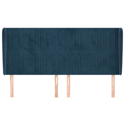 Hoofdbord Met Randen Fluweel 183 x 23 x 118/128 cm Donkerblauw
