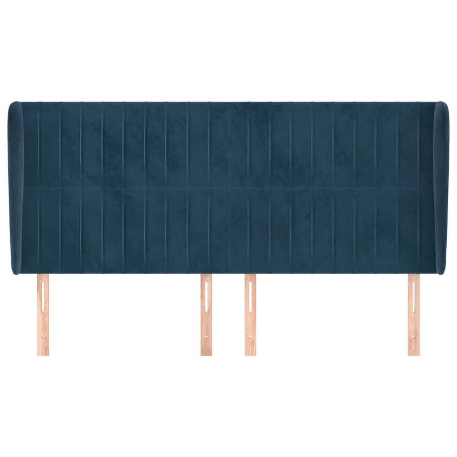 Hoofdbord Met Randen Fluweel 183 x 23 x 118/128 cm Donkerblauw