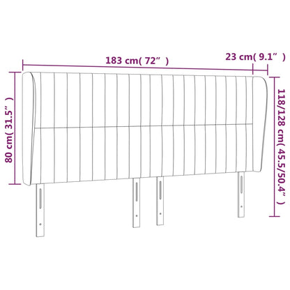 Hoofdbord Met Randen Fluweel 183 x 23 x 118/128 cm Donkerblauw