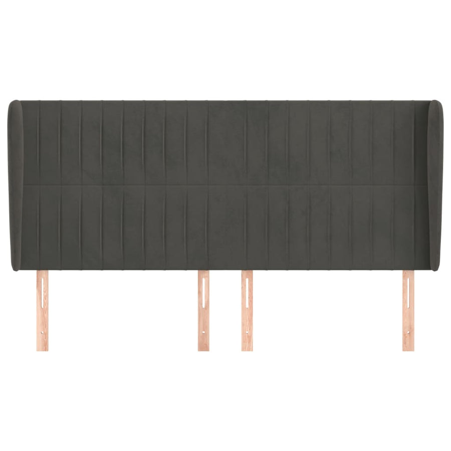 Hoofdbord Met Randen Fluweel 203 x 23 x 118/128 cm Donkergrijs