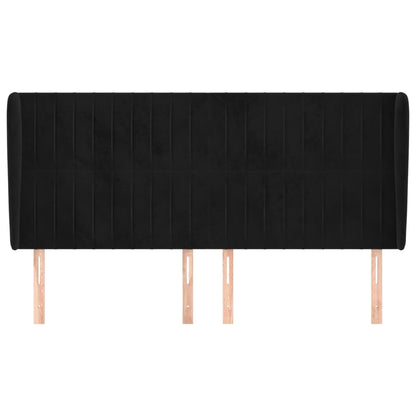 Hoofdbord Met Randen Fluweel 203 x 23 x 118/128 cm Zwart