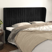 Hoofdbord 203x23x118/128 cm fluweel zwart
