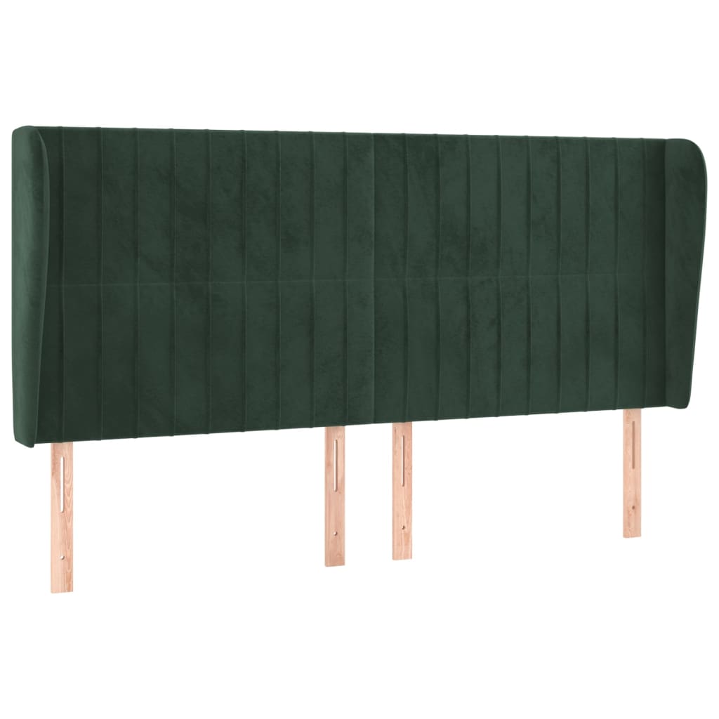 Hoofdbord met randen 203x23x118/128 cm fluweel donkergroen