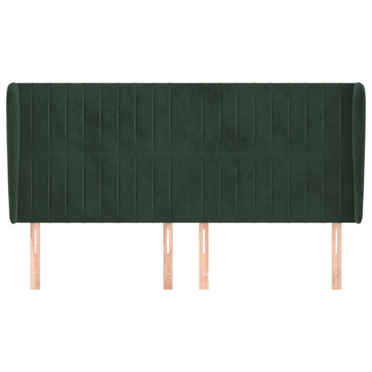 Hoofdbord met randen 203x23x118/128 cm fluweel donkergroen
