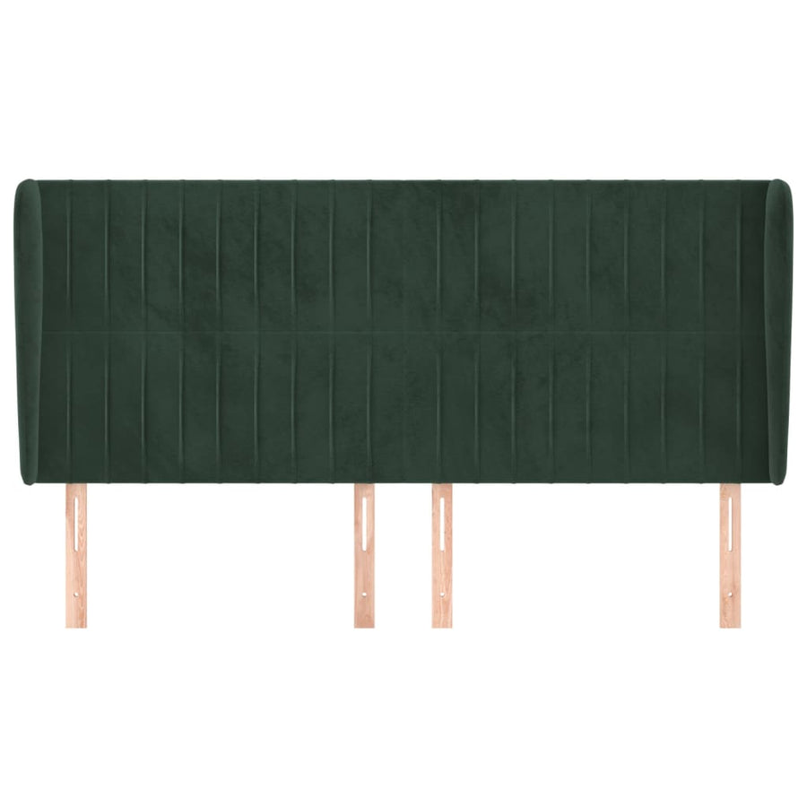 Hoofdbord met randen 203x23x118/128 cm fluweel donkergroen