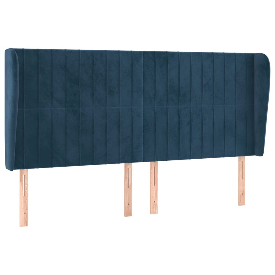 Hoofdbord Met Randen Fluweel 203 x 23 x 118/128 cm Donkerblauw