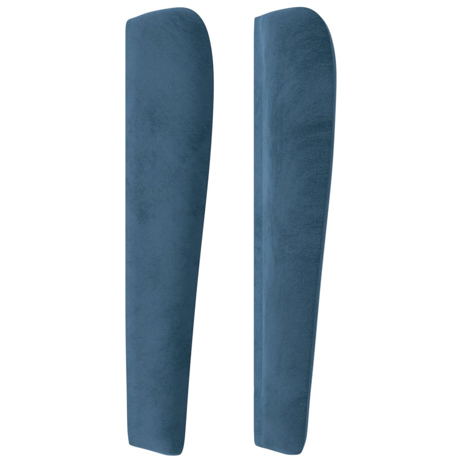 Hoofdbord Met Randen Fluweel 203 x 23 x 118/128 cm Donkerblauw
