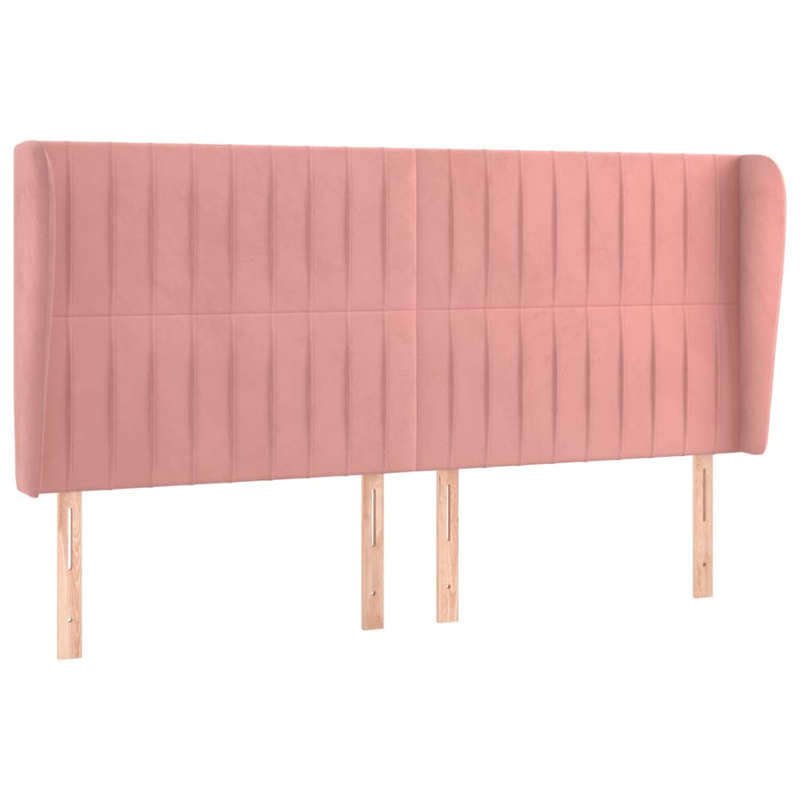 Hoofdbord Met Randen Fluweel 203 x 23 x 118/128 cm Roze