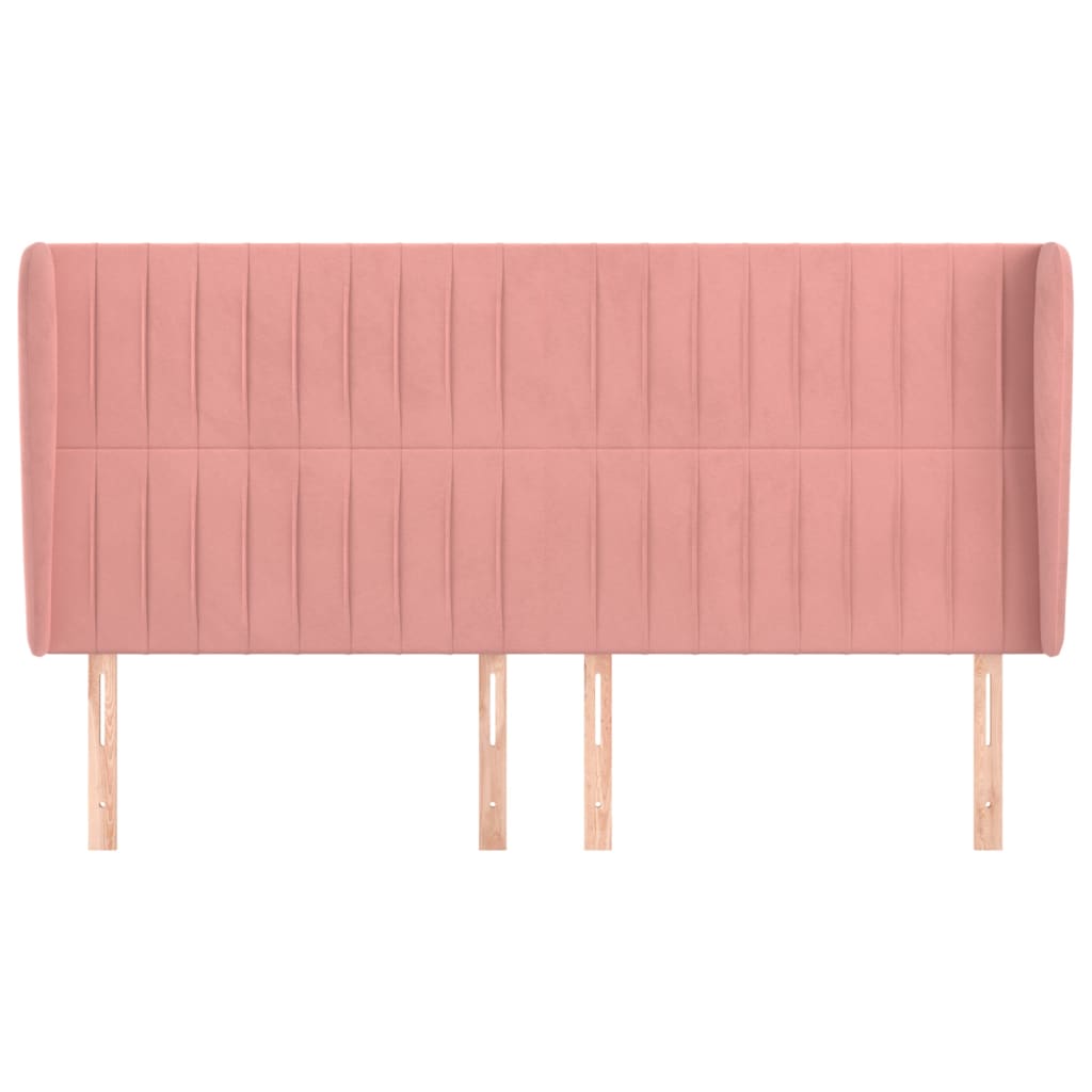 Hoofdbord Met Randen Fluweel 203 x 23 x 118/128 cm Roze