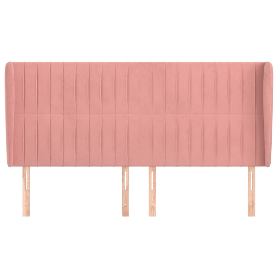 Hoofdbord Met Randen Fluweel 203 x 23 x 118/128 cm Roze