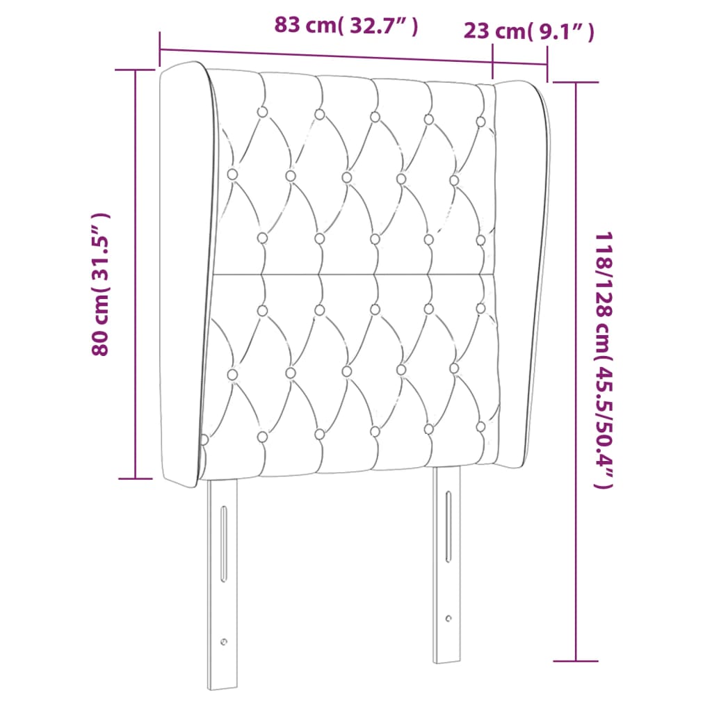 Hoofdbord Met Randen Stof 83 x 23 x 118/128 cm Donkergrijs