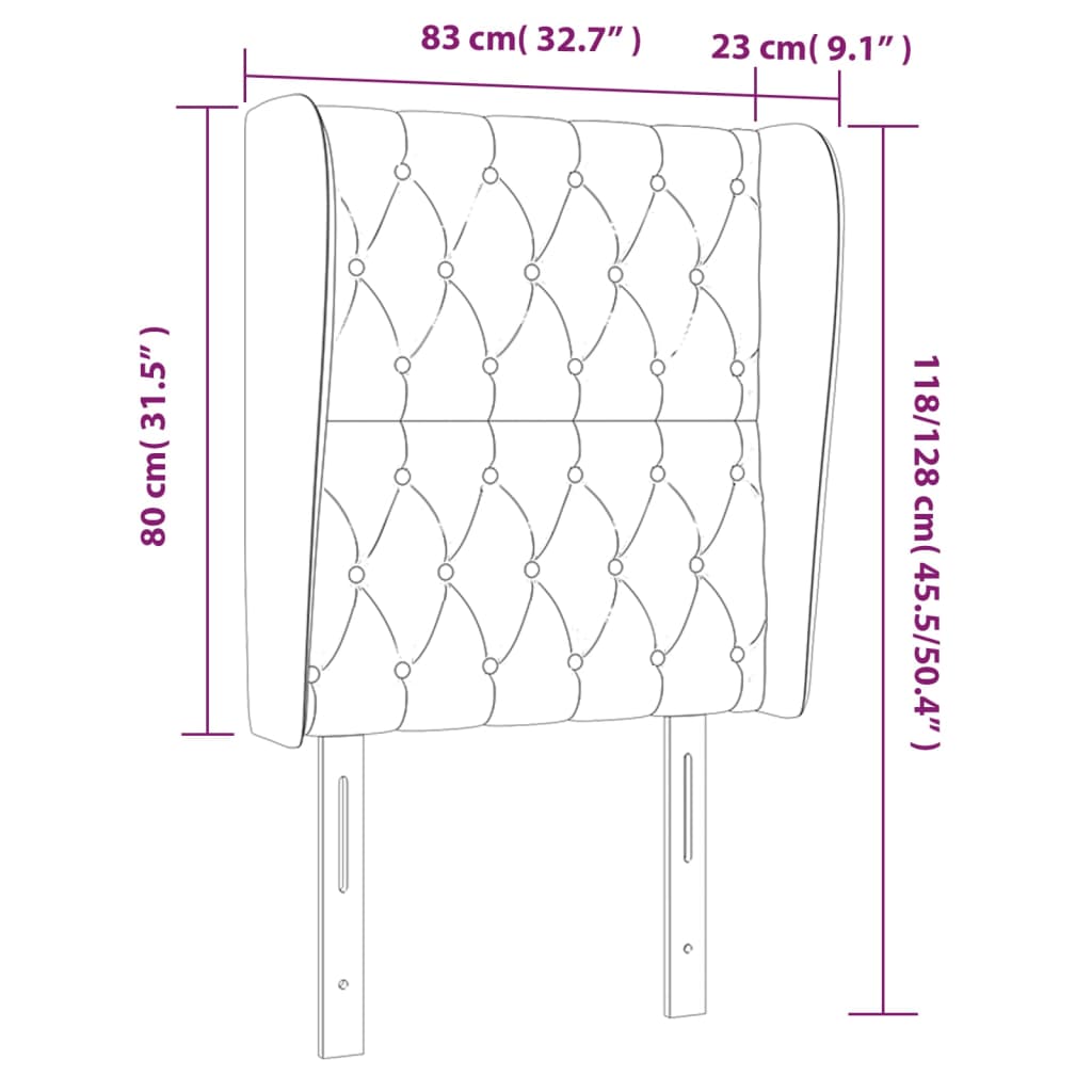 Hoofdbord Met Randen Stof 83 x 23 x 118/128 cm Zwart