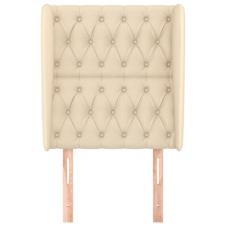 Hoofdbord Met Randen Stof Kleurig 83 x 23 x 118/128 cm Crème