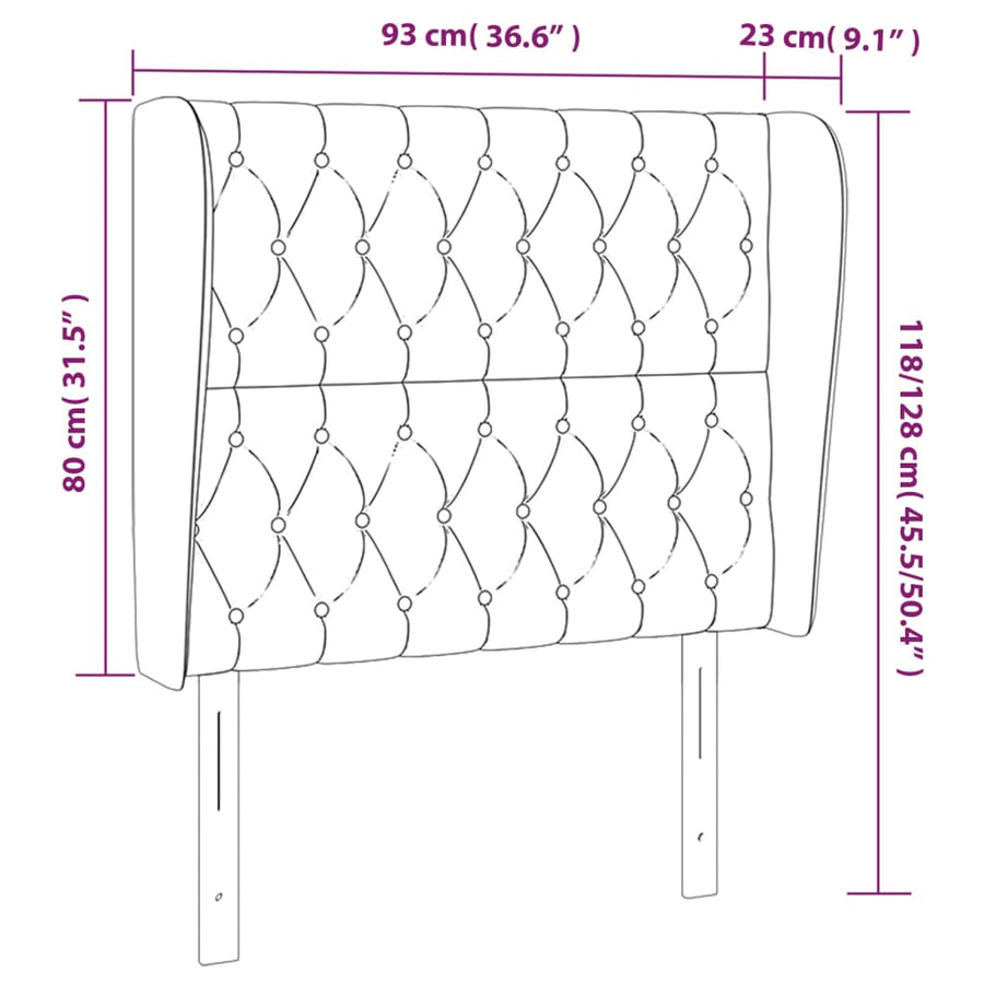 Hoofdbord Met Randen Stof 93 x 23 x 118/128 cm Donkergrijs