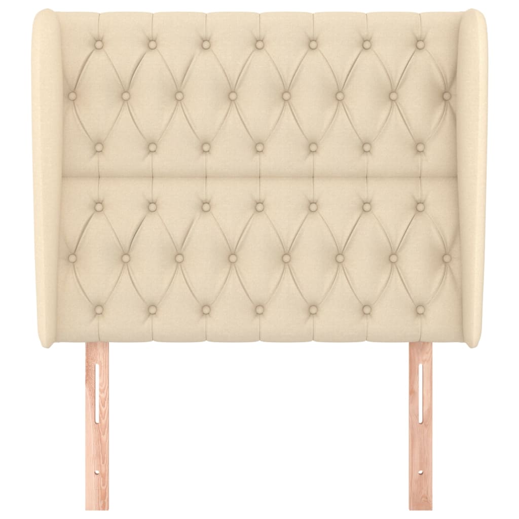 Hoofdbord Met Randen Stof Kleurig 103 x 23 x 118/128 cm Crème