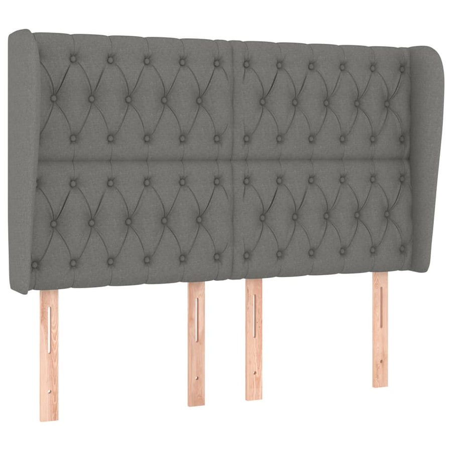 Hoofdbord Met Randen Stof 147 x 23 x 118/128 cm Donkergrijs
