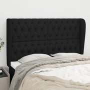 Hoofdbord 147x23x118/128 cm stof zwart
