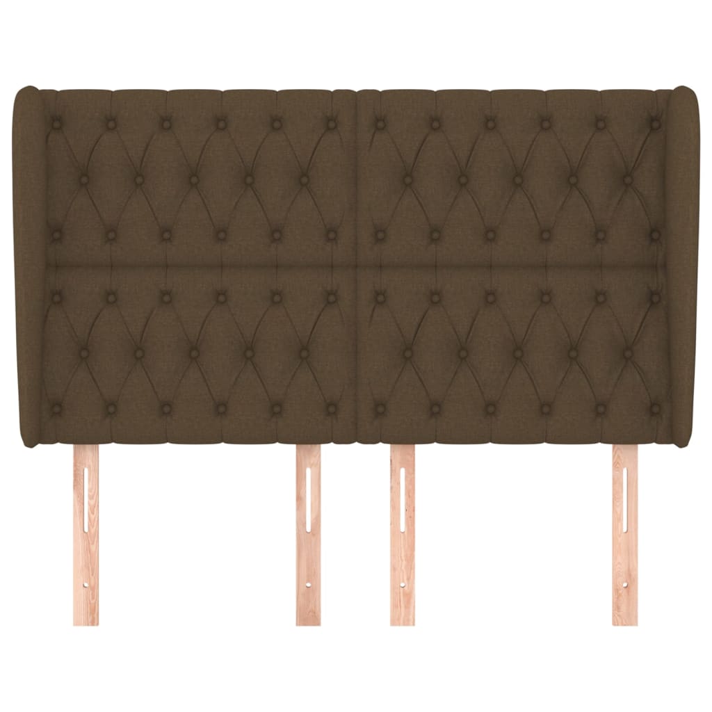 Hoofdbord Met Randen Stof 147 x 23 x 118/128 cm Donkerbruin